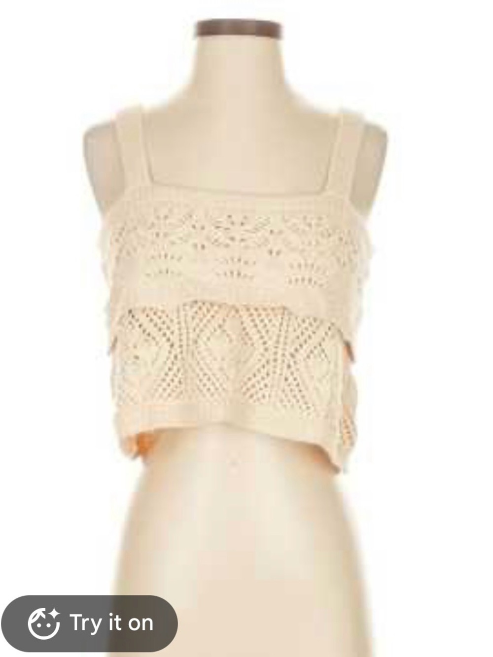 Lucy Paris Cream Crochet Layered Crop Tank Top - Women's